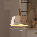 Afralia™ White Flower Ceramic LED Pendant Lamp Wood Japan Style Hang Lamp