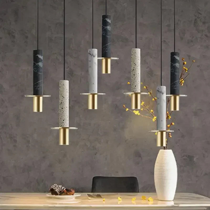 Small Chandelier Art Marble Terrazzo Single Head Pendant Light