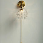 Crystal Glass LED Wall Light with Pull Chain Switch, Nordic Modern Design