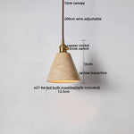 Yellow Travertine LED Pendant Lamp with White Glass Canopy