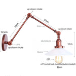 Adjustable Glass Swing Arm LED Wall Sconce with Pull Chain Switch