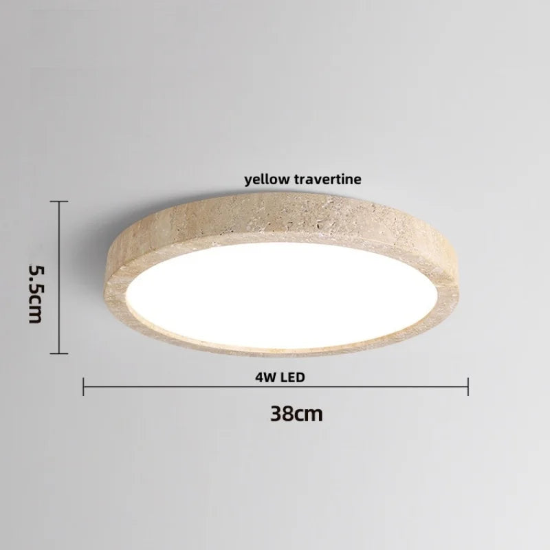 Ellipse Stone LED Ceiling Light Natural Travertine Lamp Plafon