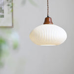Afralia™ Brown Wood LED Pendant Lamp Ceramic Nordic Hanging Light Fixtures
