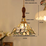 White Glass LED Pendant Light Fixture Walnut Wood Hang Lamp