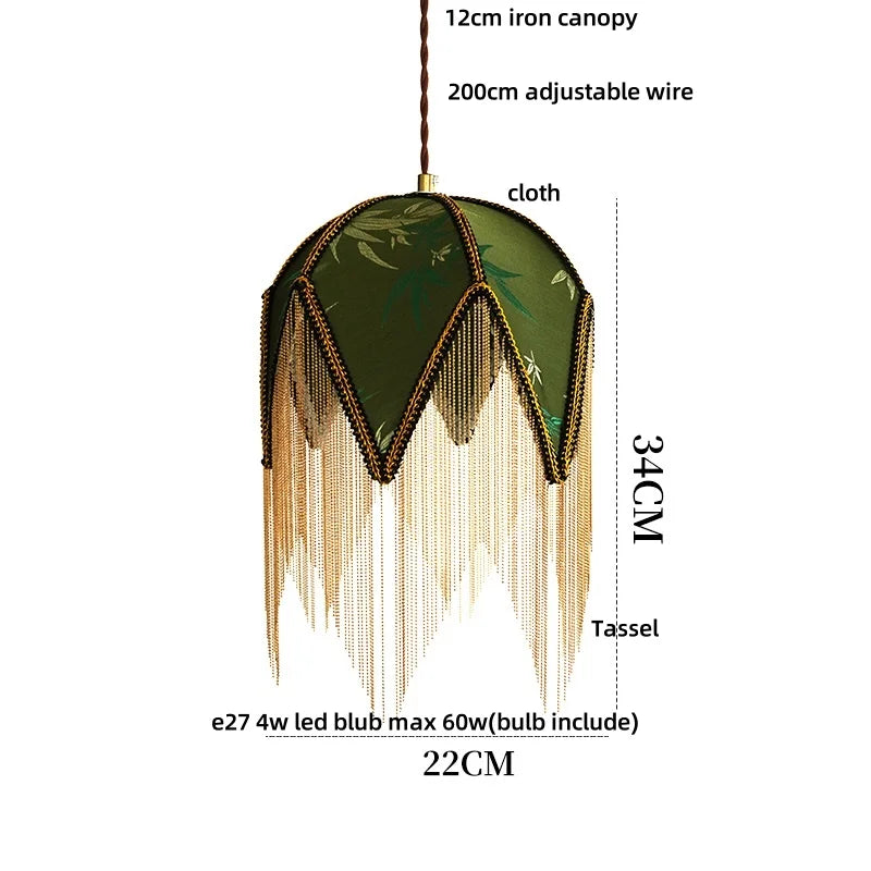 Afralia™ Vintage LED Pendant Lights Iron Tassel Wood Ball Hanging Lamp