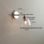 Afralia™ Iron Rotate LED Wall Light Modern Pull Chain Switch Clear Glass Wandlamp