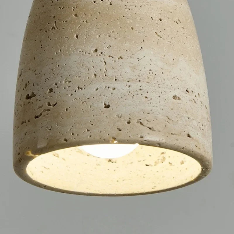 Travertine LED Hanging Lamp for Bedroom Living Room Bar | Japanese Wabi Sabi Pendant Lighting