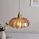 Amber Glass LED Pendant Lamp 200cm Wire Adjustable Nordic Modern Simple Hanging Lights