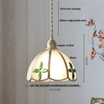 Vintage Flower LED Glass Pendant Light Fixture with Walnut Wood - Japan Style
