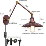 Gold Industrial LED Wall Lamp with Pull Chain Switch for Home Decor