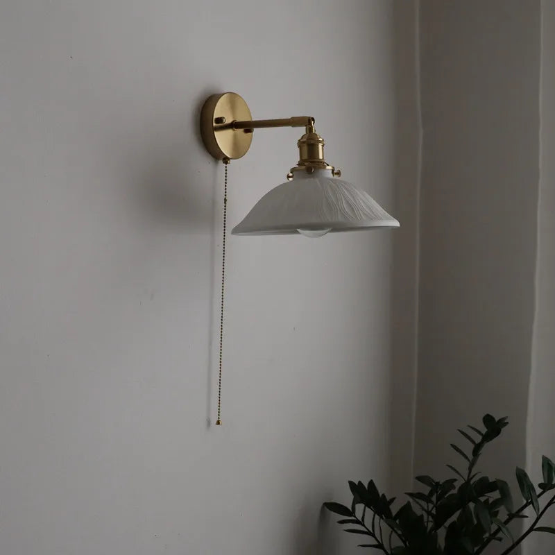 Ceramic Copper LED Wall Lamp for Bedroom Bedside Mirror Light