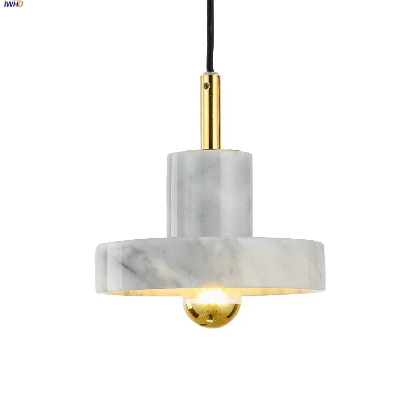 Afralia™ White Marble LED Pendant Light Fixture Copper Nordic Modern Hanging Lamp