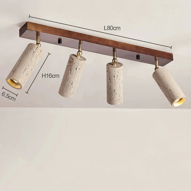 Stone Ceiling Lamp Spot Light Adjustable Angle Wood Base