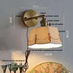 Ceramic Brass LED Wall Light Fixture Pull Chain Switch Bedside Sconce
