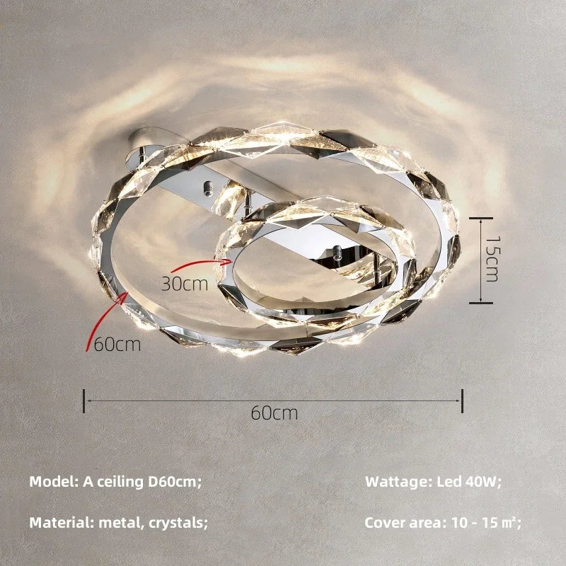 Crystal Chandelier Pendant Light - Dimmable Modern Luxury LED Chrome Luminaria