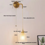 Clear Glass LED Wall Lamp Pull Chain Switch Modern Luxury Home Decor