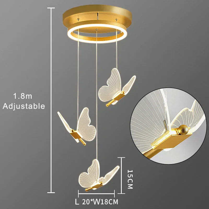 Butterfly LED Chandelier for Duplex Villa Living Room Romantic Wedding Decor