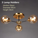 Glass Ball Chandeliers: Scandinavian LED Ceiling Lamps for Living Room & Bedroom