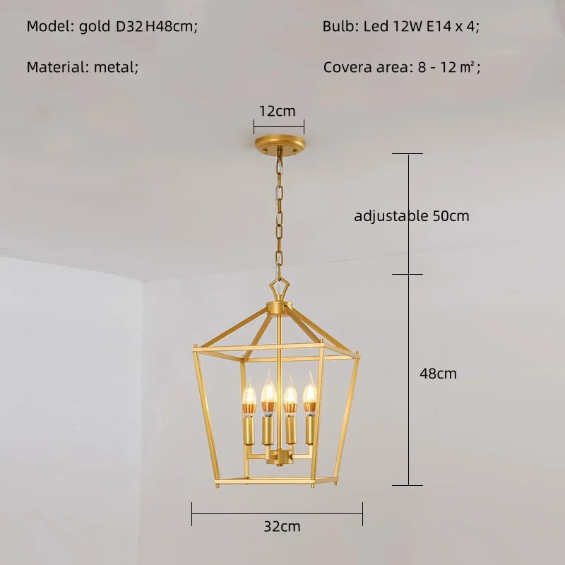 Metal Frame Chandelier Pendant Lights Minimalism Indoor LED Lighting