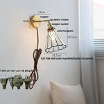 Rotatable Flower Glass LED Wall Sconce with Pull Chain Switch for Home Decor