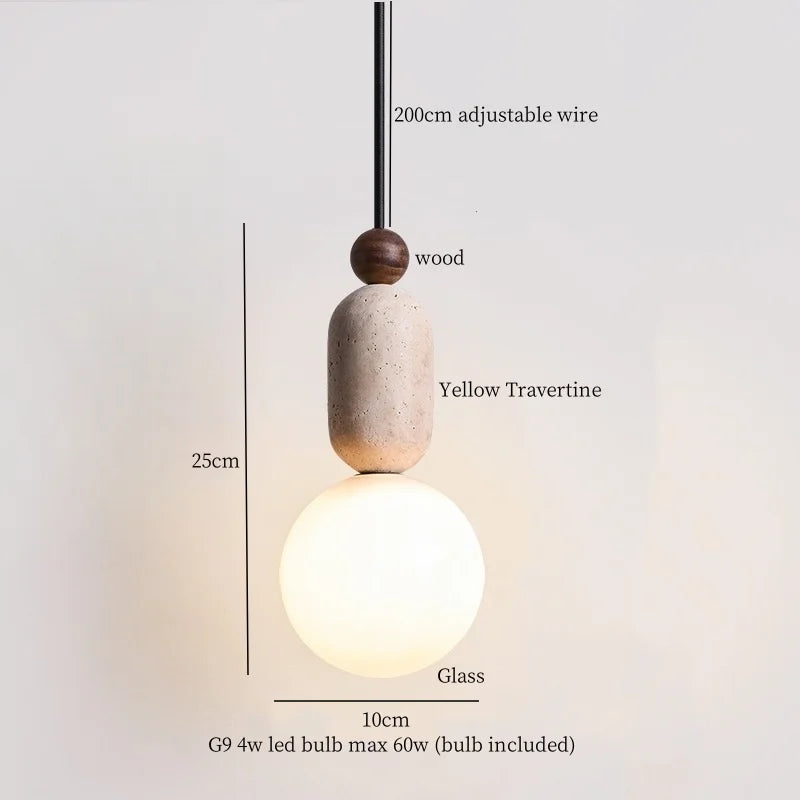 Afralia™ Wabi Sabi LED Pendant Lamps Yellow Travertine Hanging Light for Home Decor