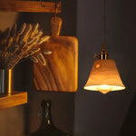 White Ceramic LED Pendant Lamps with Vintage Brass Finish