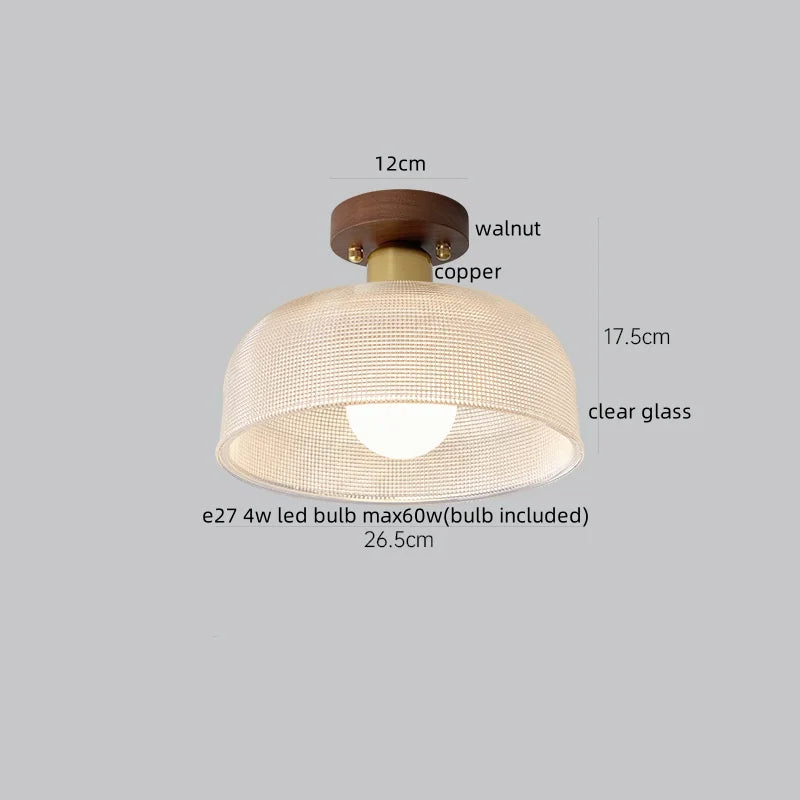 Wood Glass LED Ceiling Lamp Modern Kitchen Living Room Light Fixture