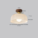 Wood Glass LED Ceiling Lamp Modern Kitchen Living Room Light Fixture