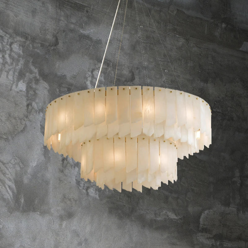 Marble Pendant Chandelier: Spanish Natural Marble Ceiling Lighting for Living Room