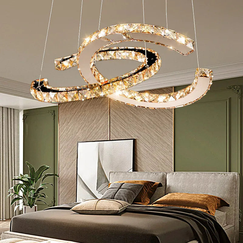 Modern Crystal Chandelier LED Pendant Light for Home, Living Room, Restaurant