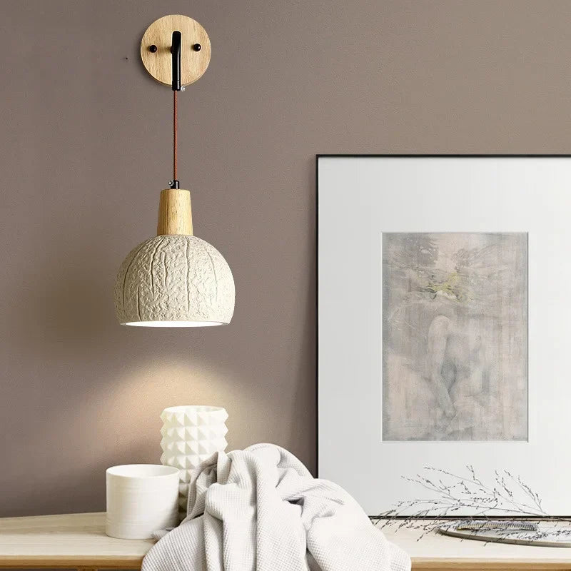 Cement Shade Wood LED Wall Sconce Light Fixture for Home Decor