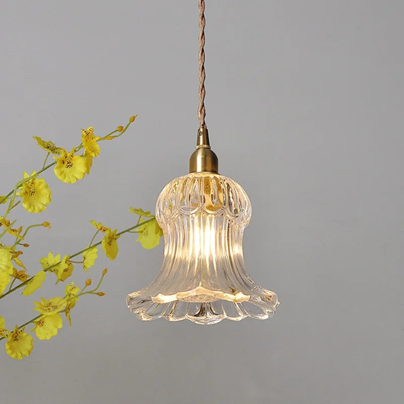 Brass LED Pendant Light Fixture Clear Glass Nordic Modern Hanging Lamp