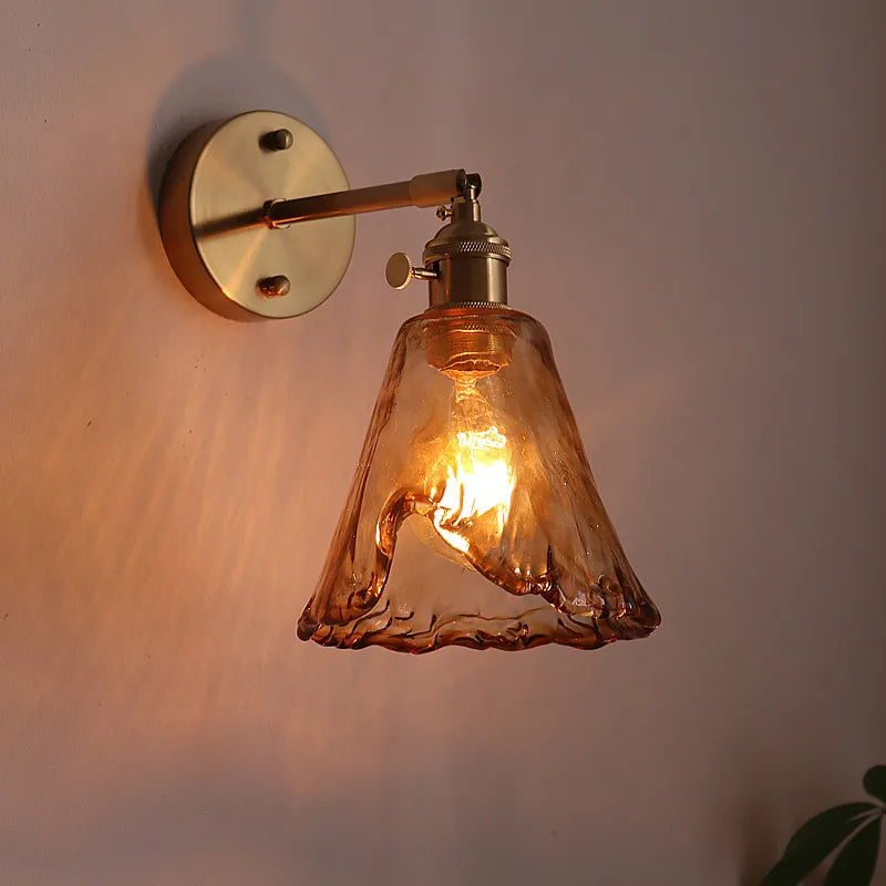 Amber Glass LED Wall Lamps for Living Room and Bathroom Mirror Lighting