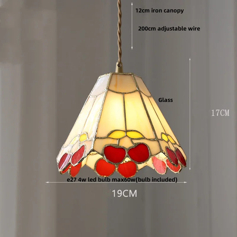 Afralia™ Tiffany Handcraft Glass Pendant Light - Japan Style Dining Room Hanging Lamp