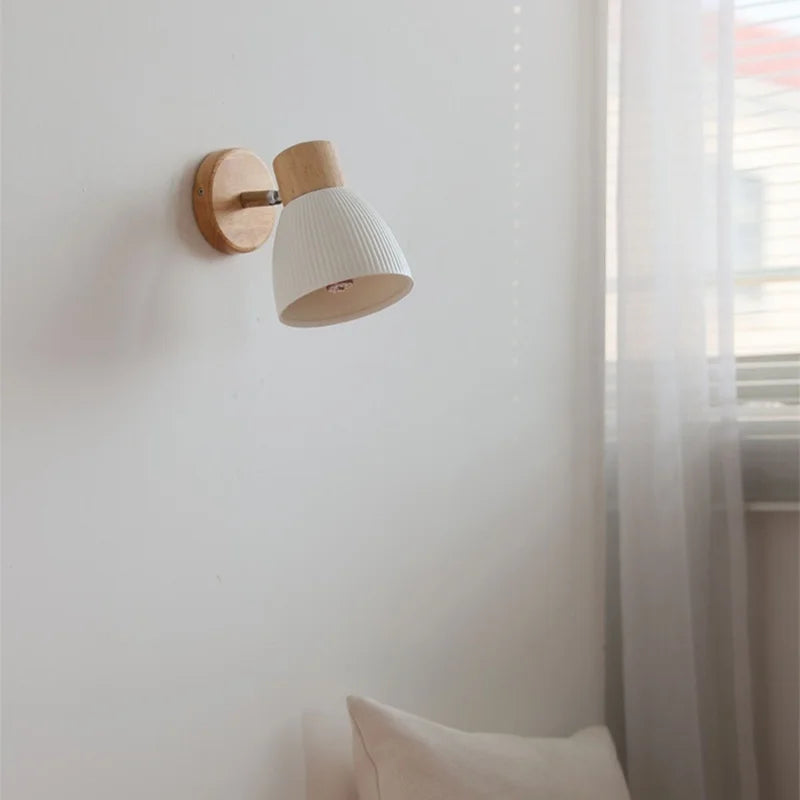 Ceramic Wood Wall Light Fixture, Modern Nordic LED Sconce Bedside Lamp