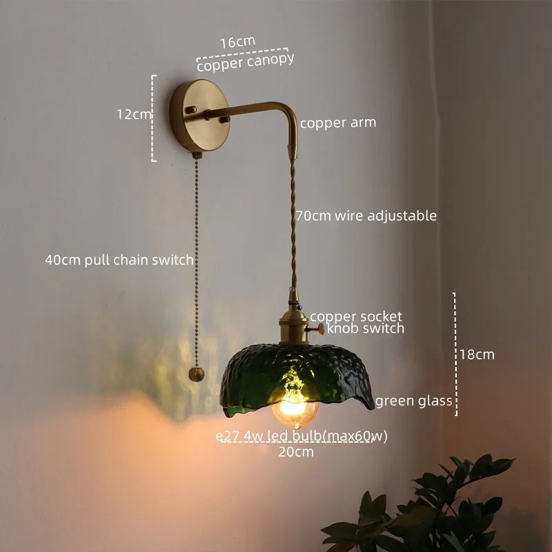 LED Copper Wall Light for Bathroom Mirror and Hallway - Glass Luminaria De Parede