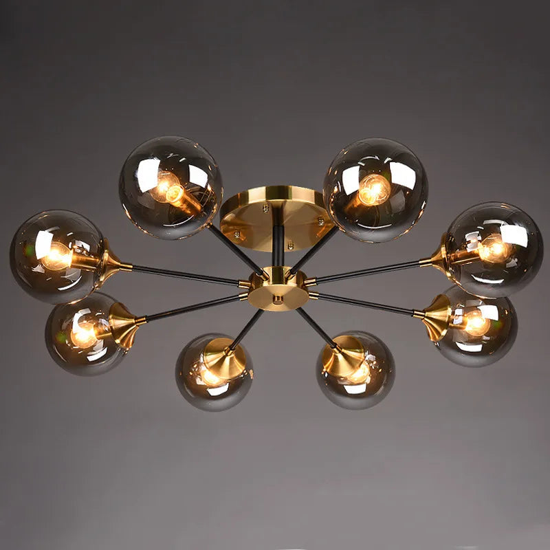Glass Ball Chandeliers: Scandinavian LED Ceiling Lamps for Living Room & Bedroom