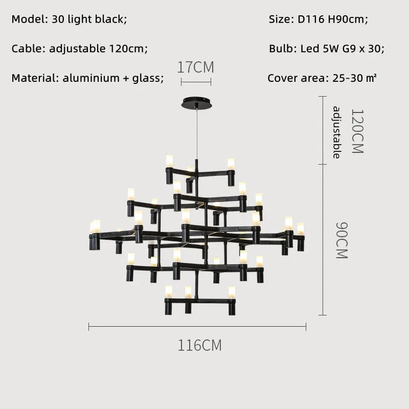 Afralia™ Metal Pendant Chandelier LED Lighting Fixture for Modern Luxury Foyer, Stairs & Indoor