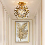 Nordic Flower Ball LED Ceiling Lights Copper Glass Chandelier