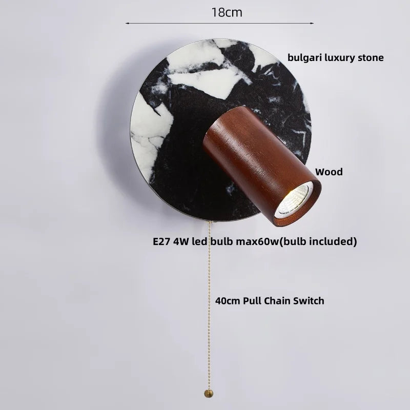 Wood & Stone LED Wall Lights - Modern Nordic Style for Home Decor