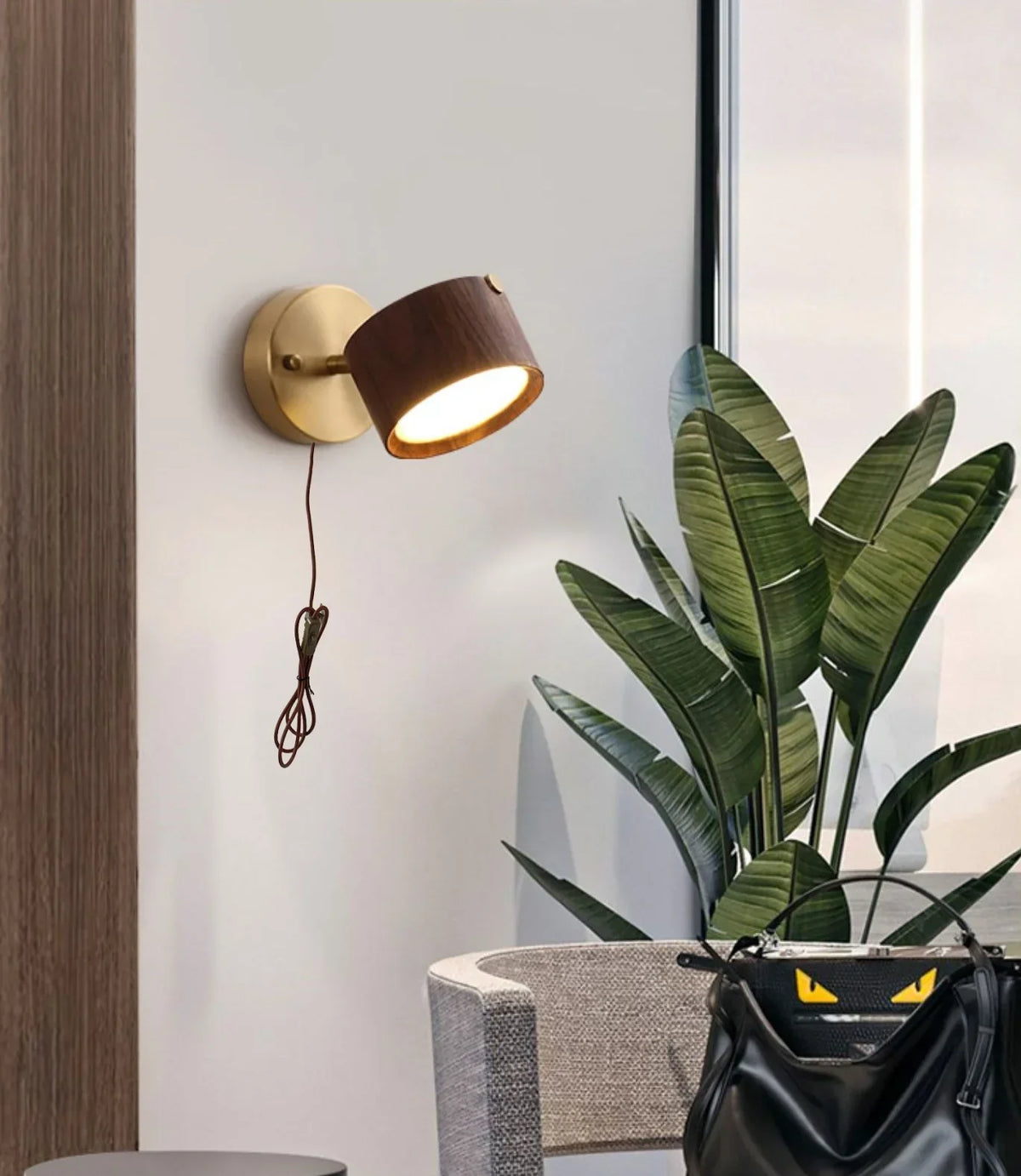 LED Wood Base Wall Sconce Modern Art Light Fixture for Living Room & Bathroom