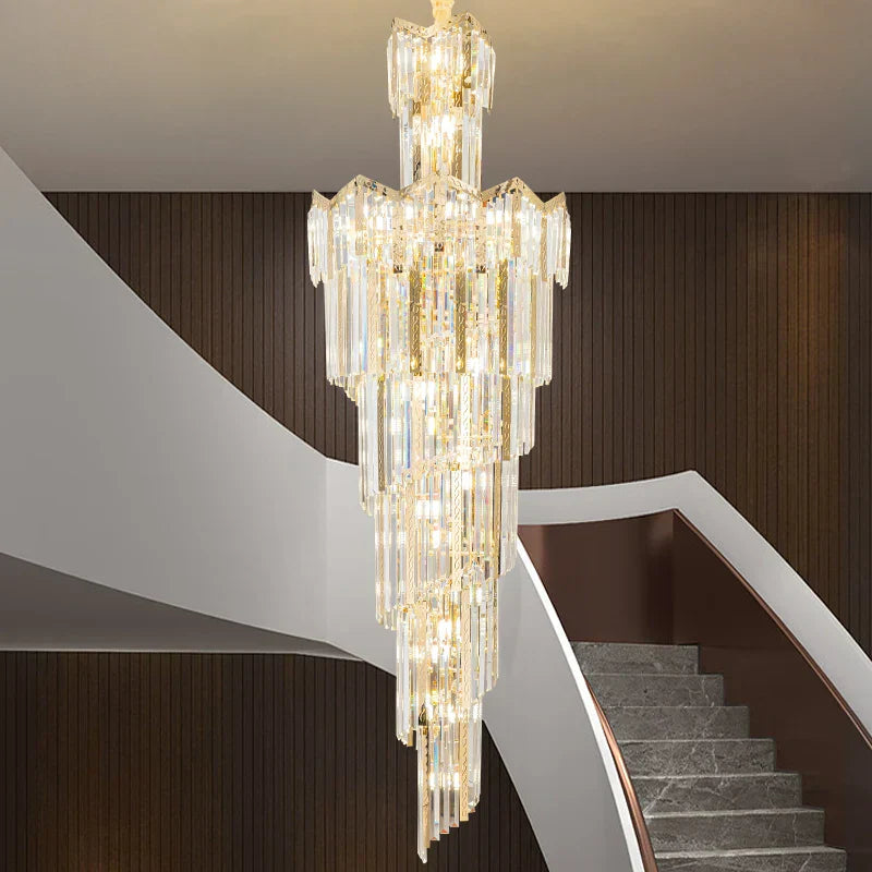 Crystal Chandelier: European Villa Hotel Luxury Hollow Building Middle Floor Lighting