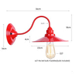 Afralia™ Edison Red LED Wall Lights - Iron Industrial Vintage Bedside Lamp
