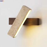 Afralia™ Nordic LED Wall Lamp Wood Yellow Travertine Mirror Light