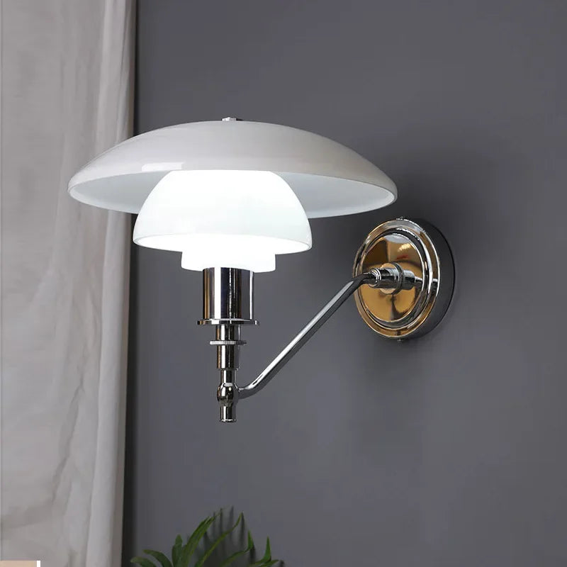 Glass Wall Sconce Light for Bedroom with Replaceable E27 Bulb