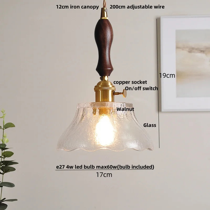 Adjustable LED Pendant Lights Ash Wood White Ceramic Modern Hanging Lamp