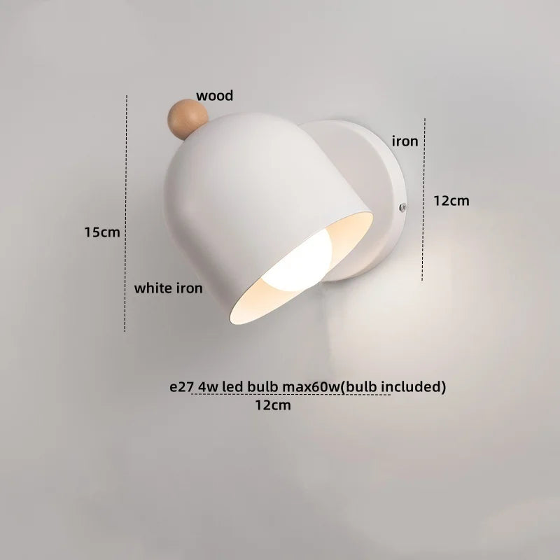 Wood Iron LED Wall Lights with Pull Chain Switch for Modern Living Spaces