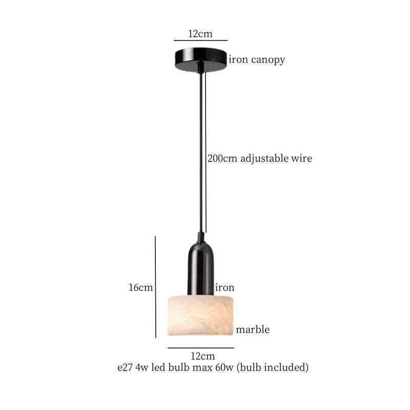 Cream Marble LED Pendant Light: Modern Nordic Hanging Lamp for Living, Bedroom, Kitchen