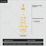 Crystal Chandelier: Luxury Duplex Hotel Living Room Stairwell Design
