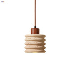 Yellow Travertine LED Pendant Light - Modern Nordic Adjustable Hanging Lamp
